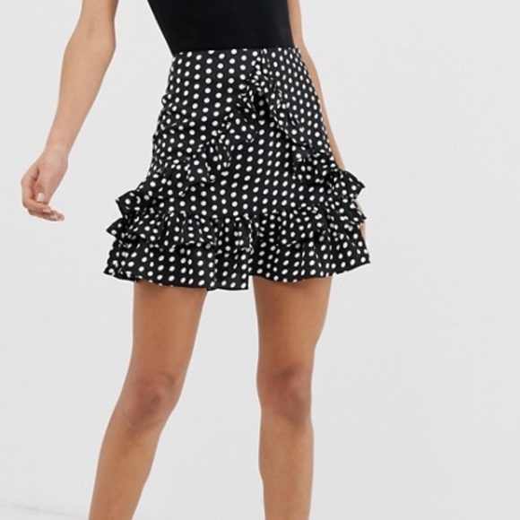 Missguided PolkaDot Ruffle Mini Skirt - Picture 1 of 5